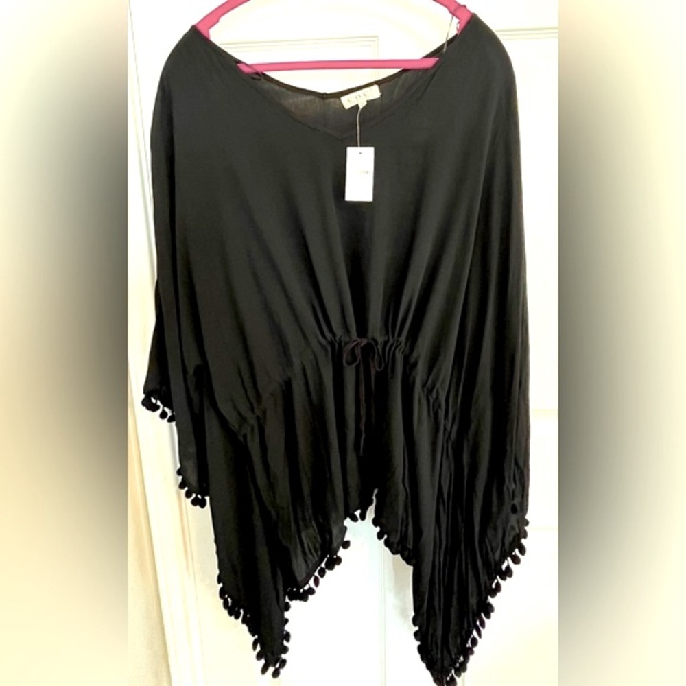 NWT COC (Clothing Obsessed Company) Black Swim Cover Up with Flutter Sleeves